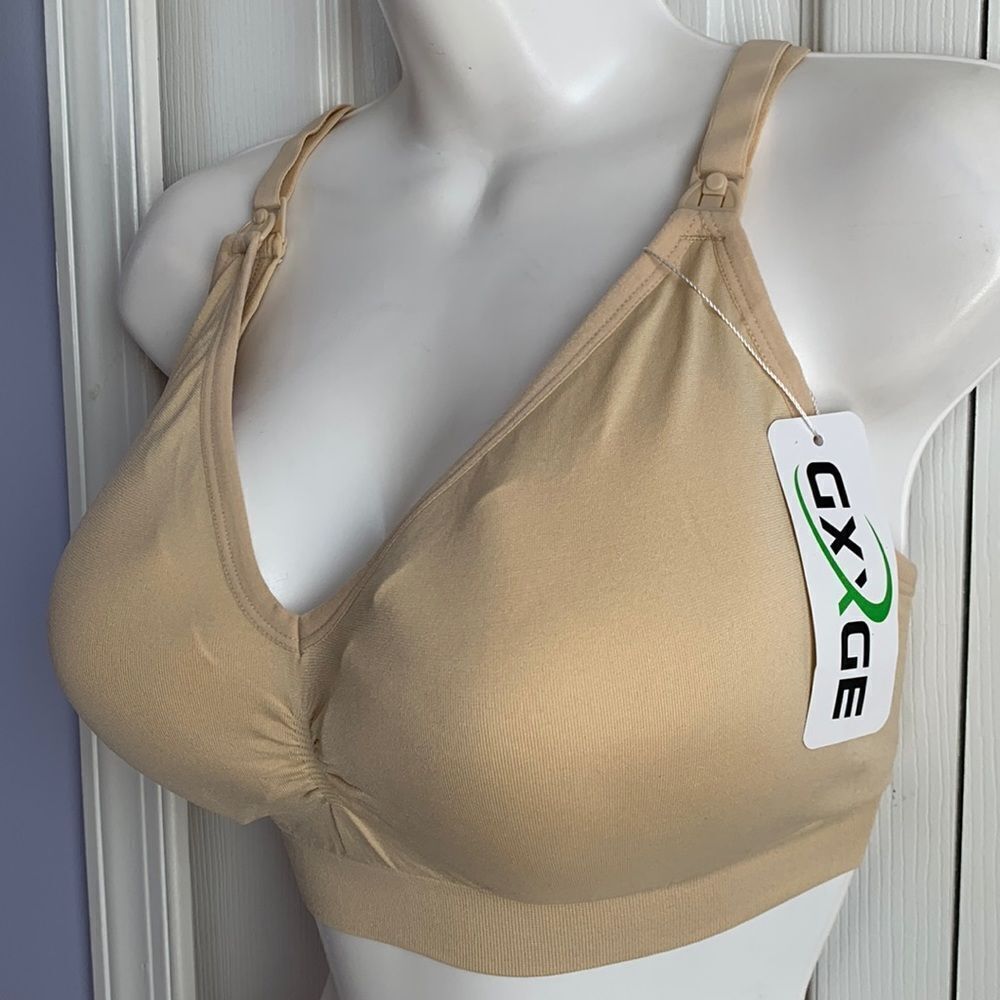 GXXGE Nursing Maternity Seamless Wireless Bra XL Nude